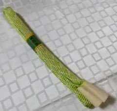 緑色とアイボリーの 編み込み 高級帯締め 正絹 組み紐 着物