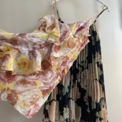 よ*い様 リエンダ　キャミソール 二枚　花柄　プリーツ　シフォンのサムネイル