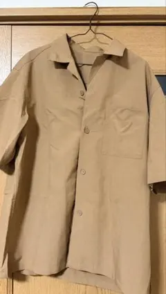 GU ドライリラックスフィットオープンカラーシャツ ブラウン 5分袖