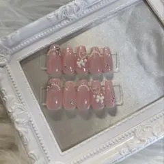 ネイルチップ 現品販売♡リボン ハート ワンホン フレンチガーリー 量産 スナ系