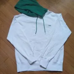 Lee フード付きパーカー ホワイト/グリーン