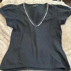 Burberry ブラック Vネック Tシャツ 半袖