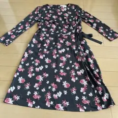 Hanae Mori ALMA EN ROSE 花柄八分袖ワンピース