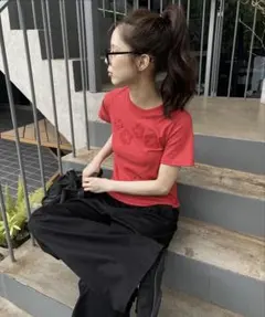 ダッフルフラワーワッペンレタリング半袖Tシャツのサムネイル