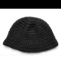 3 ブラック　クラッシャーハット クロシェハット バケットハット