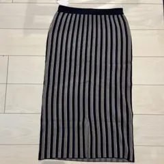 12ゲージストライプニットスカート　レプシム　フリーサイズ