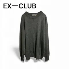 EX-CLUB メンズダークグレー クルーネックセーター　ウール100%
