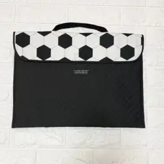 ハンドメイド　サッカー柄黒　　防災頭巾カバー　背もたれタイプ