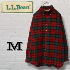 エルエルビーン　フランネルシャツ　ユニセックス　M　赤×朱×緑　USA古着