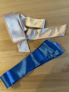 サテンリボン ピンクと青 2本セット