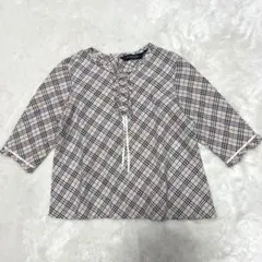 バーバリーロンドン　ノバチェック　フリル　リボン　カットソー　ブラウス三陽商会