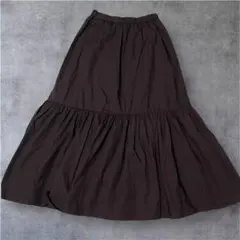 GU ジーユー　ティアードフレアロングスカート　ダークブラウン　M
