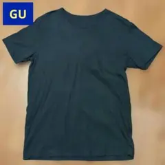 【used】GU コットン クルーネック Tシャツ ブラック メンズ L