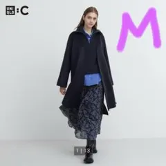 新品☆ユニクロ:C☆ダブルフェイスラップコート☆ネイビー　Mサイズ