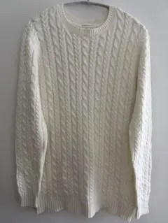 BROWNY STANDARD ケーブルニット 白 Lサイズ クルーネック