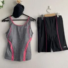 スポーツ用水着セット グレー/ピンク タンクトップとショートパンツTIGORA