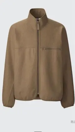 新品　ユニクロU ブラウンL　ブラッシュドジャージーブルゾン フリース風