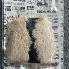 ベージュ ファー ミニバッグモコモコベスト