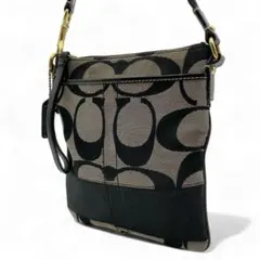 良品 COACH ショルダーバッグ キャンバス ブラック シグネチャー