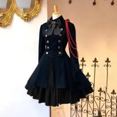 【CHA001110L】軍服ワンピース Lサイズ ダークネイビー