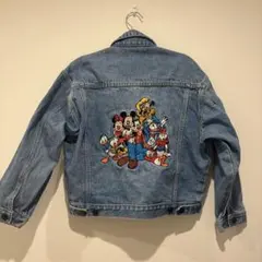 90's ヴィンテージ ミッキーマウス 刺繍デニムジャケット　140-150