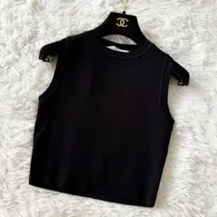 洗える【新品未使用】ZARA クロップド ノースリーブ トップス 黒 L