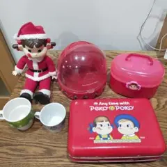 未使用あり　不二家のぺこちゃん おすわり人形、ランチボックス、マグカップセット