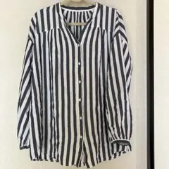 グローバルワーク　サラサラリラックスブラウス ストライプ Mサイズ