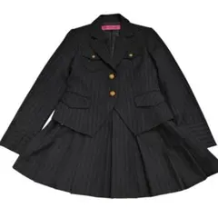 CUTIE RIBBON 卒服 スカートスーツ　黒ストライプ　金ボタン　150