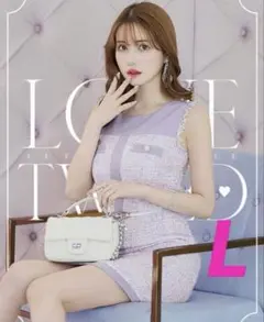 新品未使用タグ付きパールボタンノースリーブツイードタイトミニキャバドレス