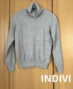 INDIVI タートル ニット　グレー