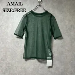 新品 AMAIL 半袖 メッシュ Tシャツ グリーン シアー FREEのサムネイル