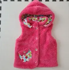 キムラタン　ピンク アウター　ボアベスト 帽子付き　90cm