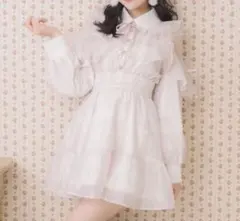 ロジータ　花柄チェックミニワンピース　ピンク