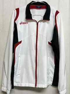 asics ジャージ ジャケット ホワイト/ブラック/レッド