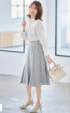 完売商品　anysis 洗えるコードレースフレアスカート　ブルーグレー　S