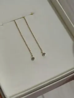 Pt900 一粒ダイヤ スルーピアス 0.14ct プラチナ ロング ペア - メルカリ