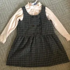 120cm チェック柄ジャンパースカートコーデ