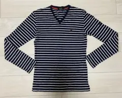 バーバリー　ブラックレーベル　ボーダー柄 Vネック 長袖Tシャツ