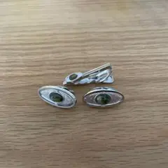 オーバル型ネクタイピンとカフスセット