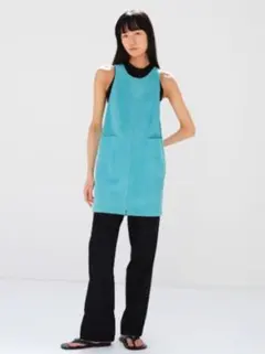 スエード ノースリーブミニワンピース ブラウン/アクアブルー スエード ノースリーブミニワンピース ブラウン/アクアブルー