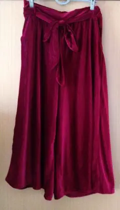 ワインレッド ガウチョパンツ リボン付き