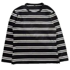 【配色◎/ OLD UNIQLO】ロンT 長袖 ボーダー 綿100% 黒×白 L