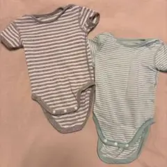 ストライプ半袖ボディスーツ2枚セット　70