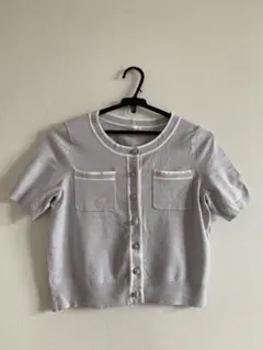 GU ライトグレー 半袖ニットカーディガン