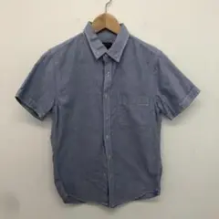 ビームス 青系半袖シャツ ボタンダウン シンプル 夏 Sサイズ