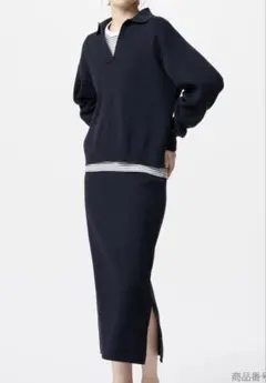 ユニクロ　スムースコットンリラックスポロセーター　スカート　セットアップ　匿名