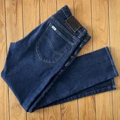 【今だけセール・美品】LEE ストレッチテーパードデニム 紺 M 牛革パッチ