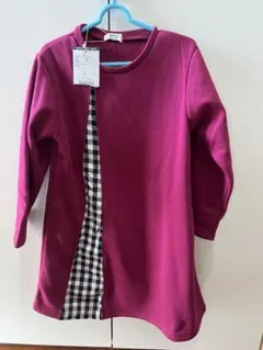 新品　　ブリーズ　ピンク チェック柄 切り替え ワンピース 120