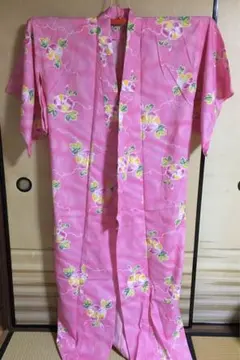 【美品】　ピンク　朝顔　浴衣